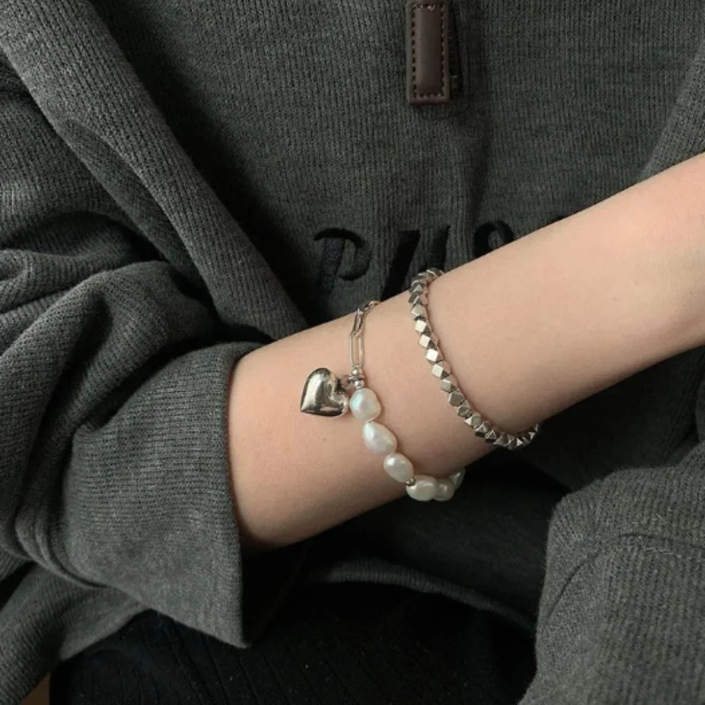 GALLANT & GRACE Freshwater Baroque Pearls With 925 Sterling Silver Bracelet - Picture 2 of 2